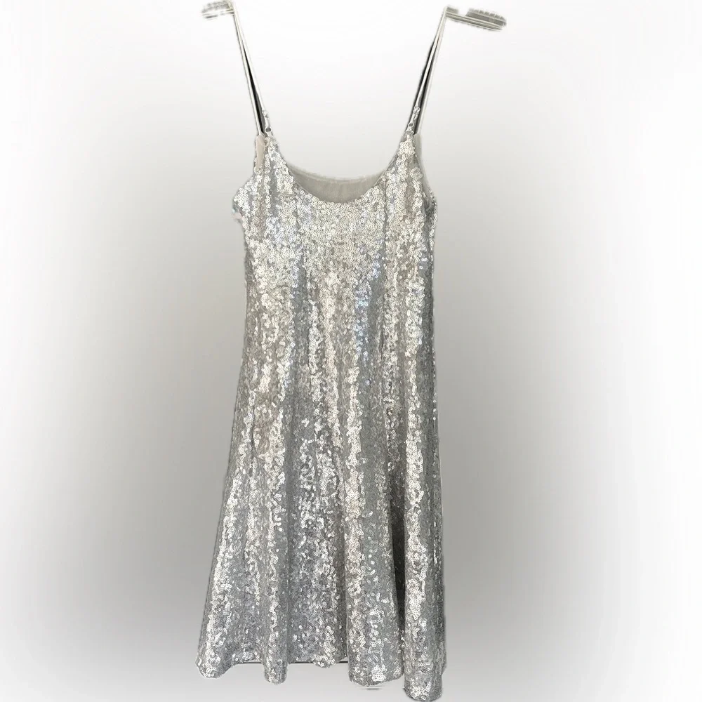 Urban Outfitters silver sequin mini dress. Size XS